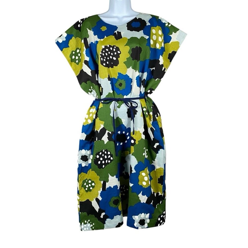SOU SOU Muslin Wool Kantoui Dress Handprinted Kyoto Japan Bold Floral Artsy
